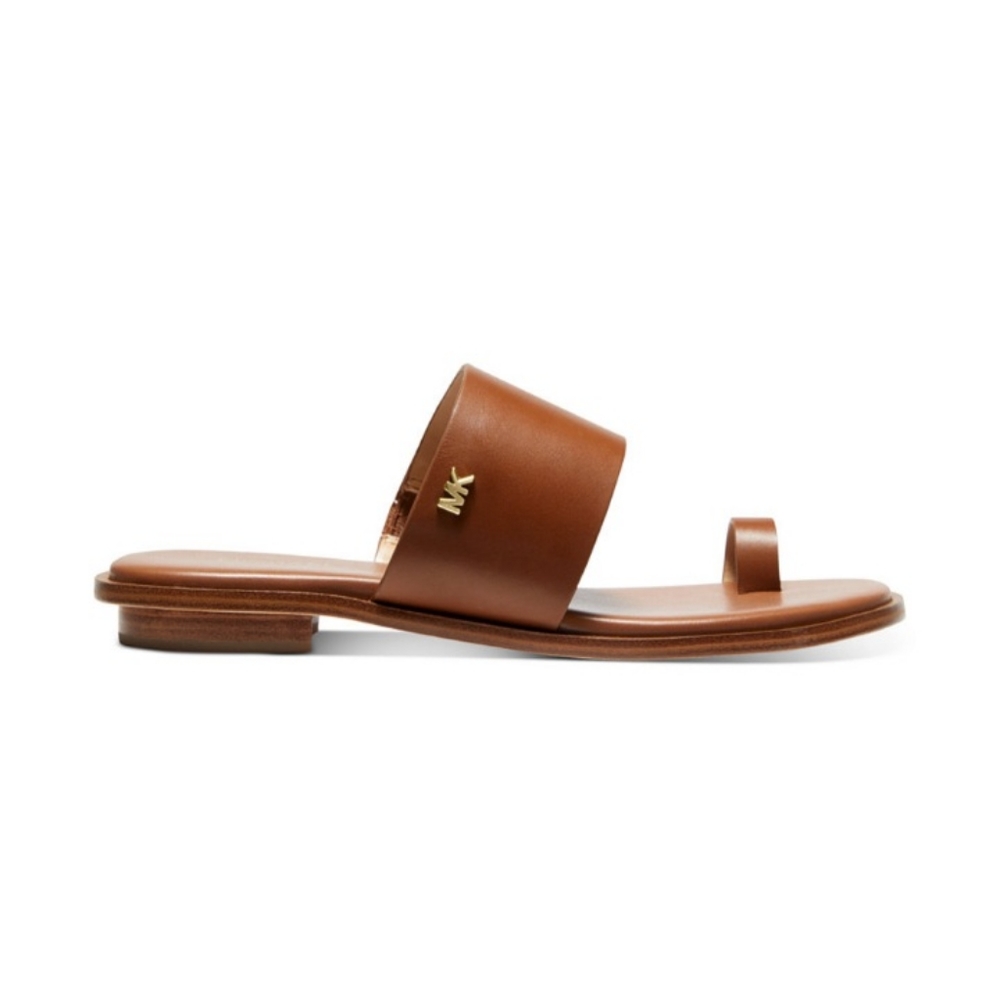 Michael Kors Augustv MK Logo Leather Flat Toe Strap Sandals SZ 11 New - Picture 2 of 14